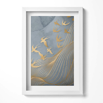 Obraz s rámem elegantní Ilustrace létajících ptáků