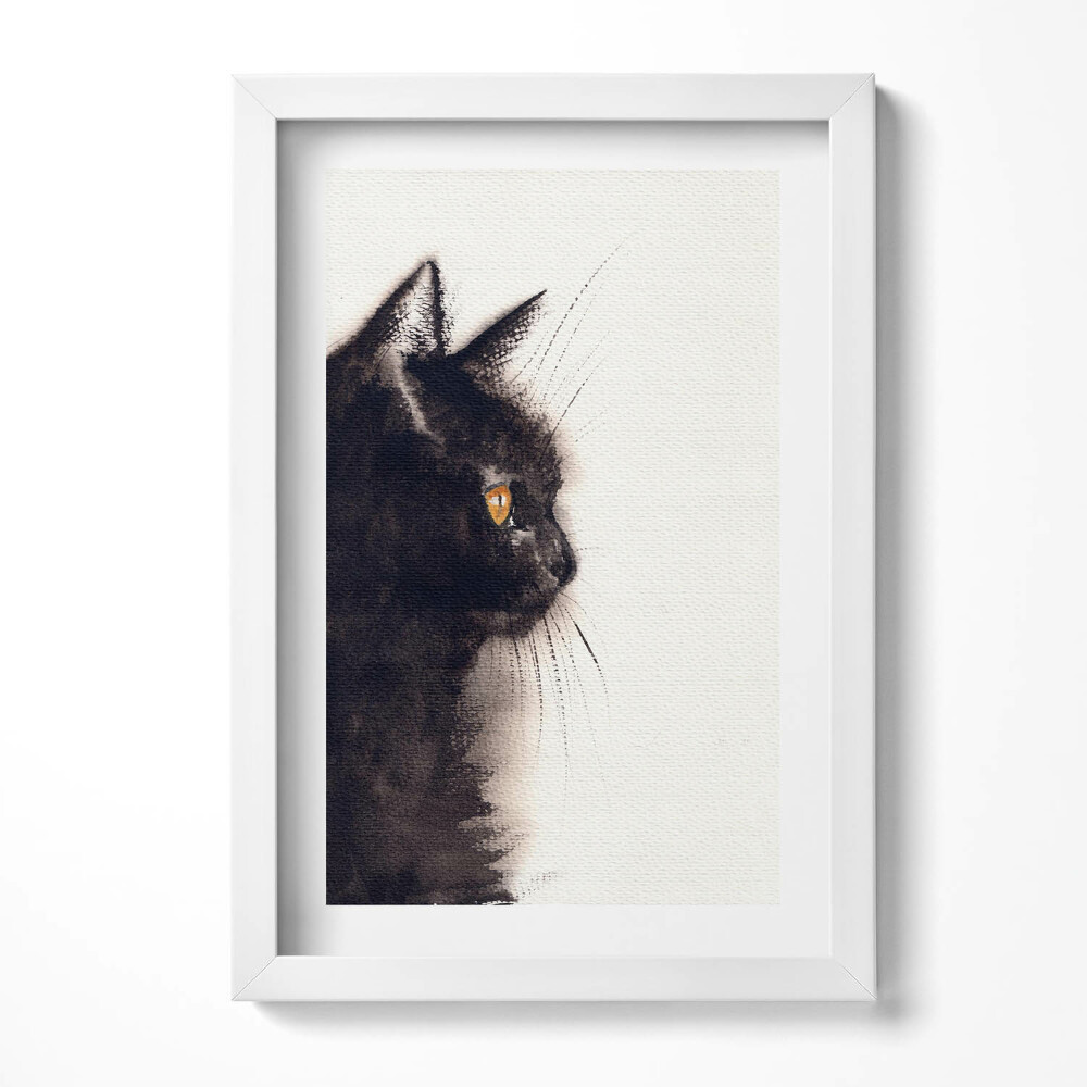 Obraz s rámem elegantní Portrét černé kočky