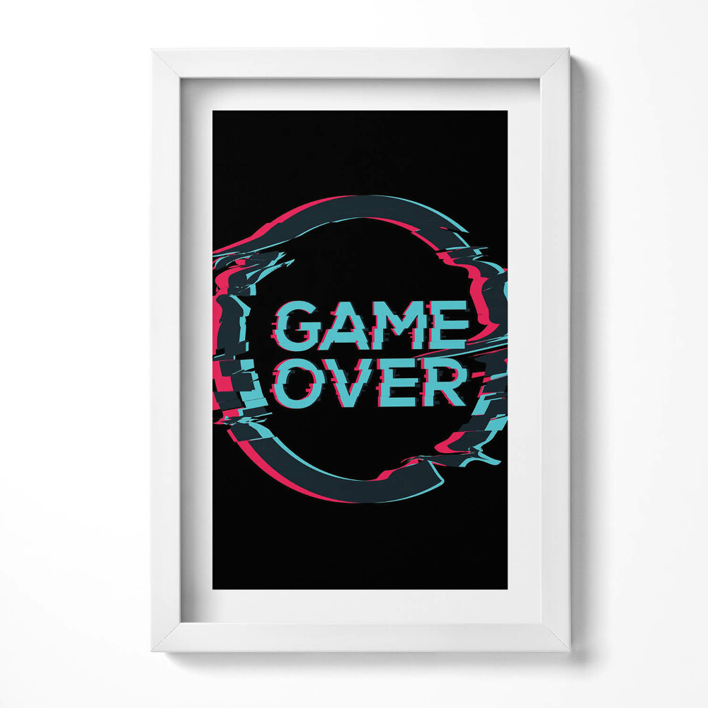 Obraz s rámem elegantní Nápis "Game over" pro hráče