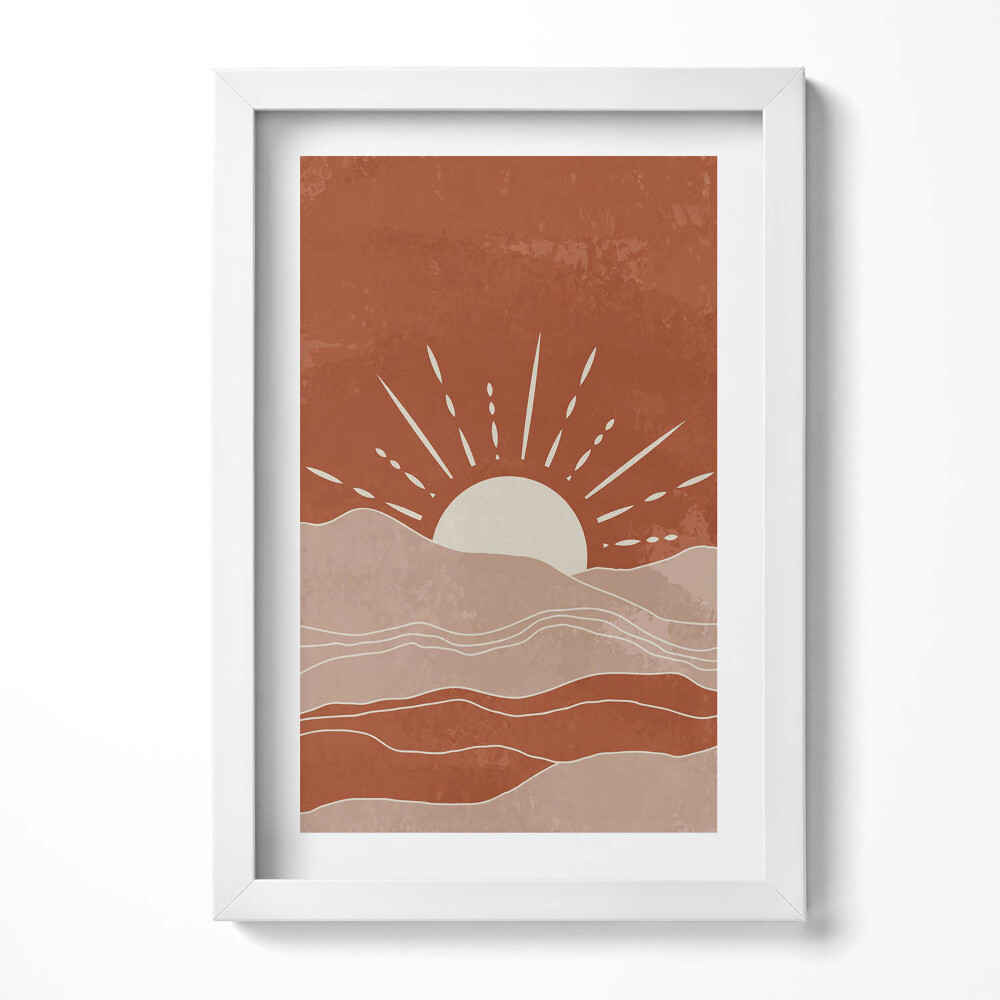 Obraz s rámem elegantní Ilustrace vycházejícího slunce