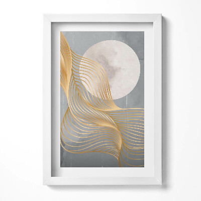 Obraz s rámem elegantní Abstraktní ilustrace měsíce se zlatem