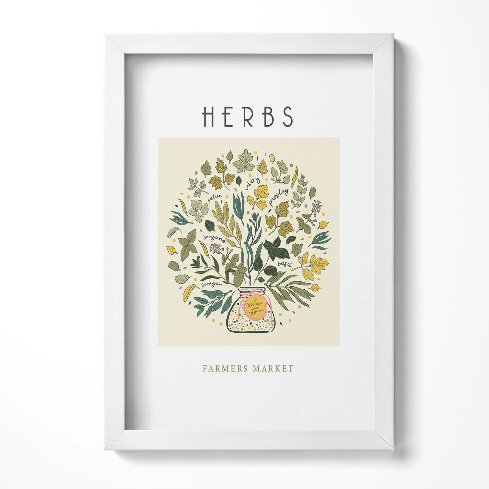 Obraz s rámem elegantní Byliny ilustrace