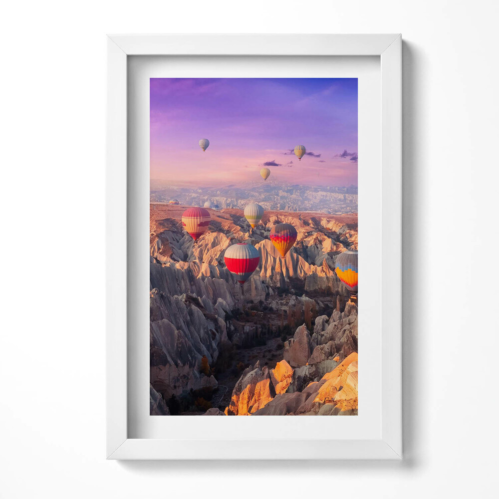 Obraz s rámem elegantní Balónky létající nad kaňonem