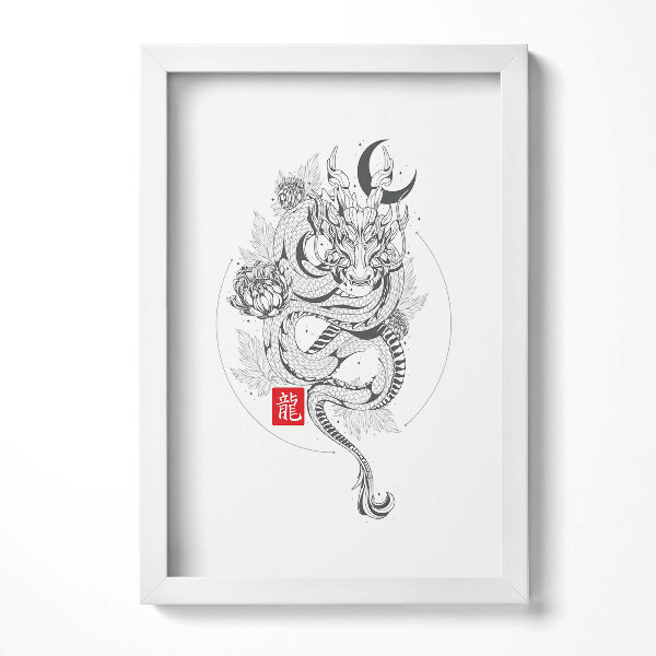 Obraz s rámem elegantní Čínský drak ilustrace