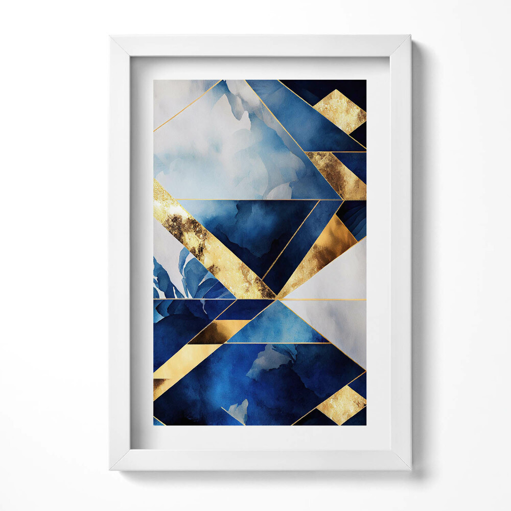 Obraz s rámem elegantní Geometrické kompozice se zlatem