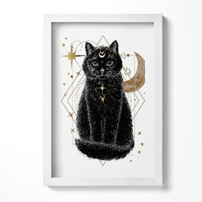 Obraz s rámem elegantní Kouzelná černá kočka a prostor