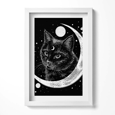 Obraz s rámem elegantní Kouzelná černá kočka a prostor