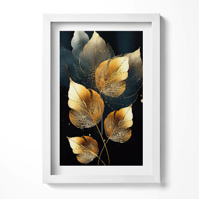 Obraz s rámem elegantní Zlaté glamour listy