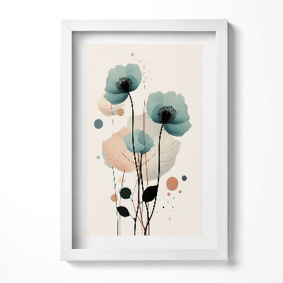 Obraz s rámem elegantní Akvarel květy máku