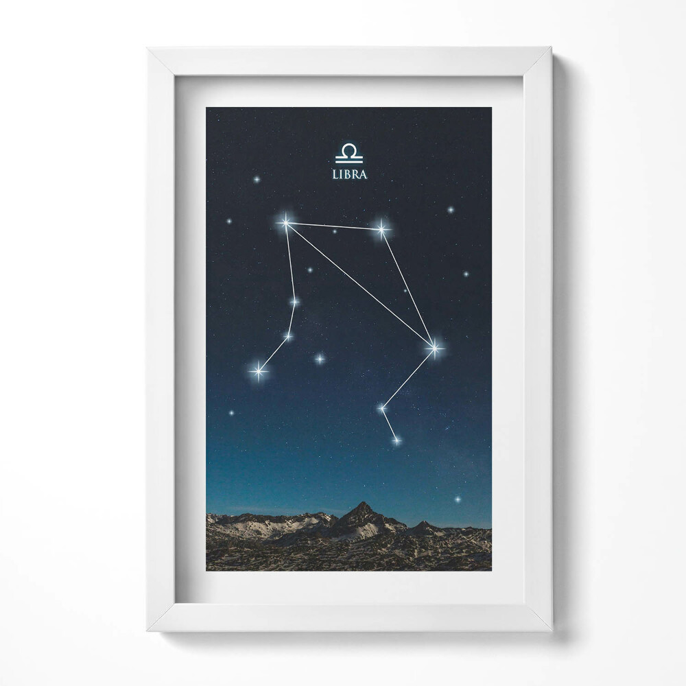 Obraz s rámem elegantní Zodiac souhvězdí Váhy