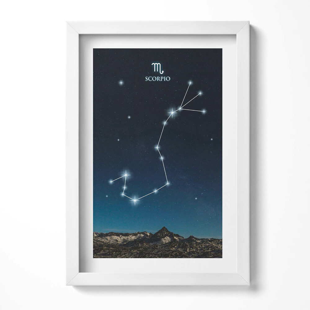 Obraz s rámem elegantní Zodiac souhvězdí Štíra