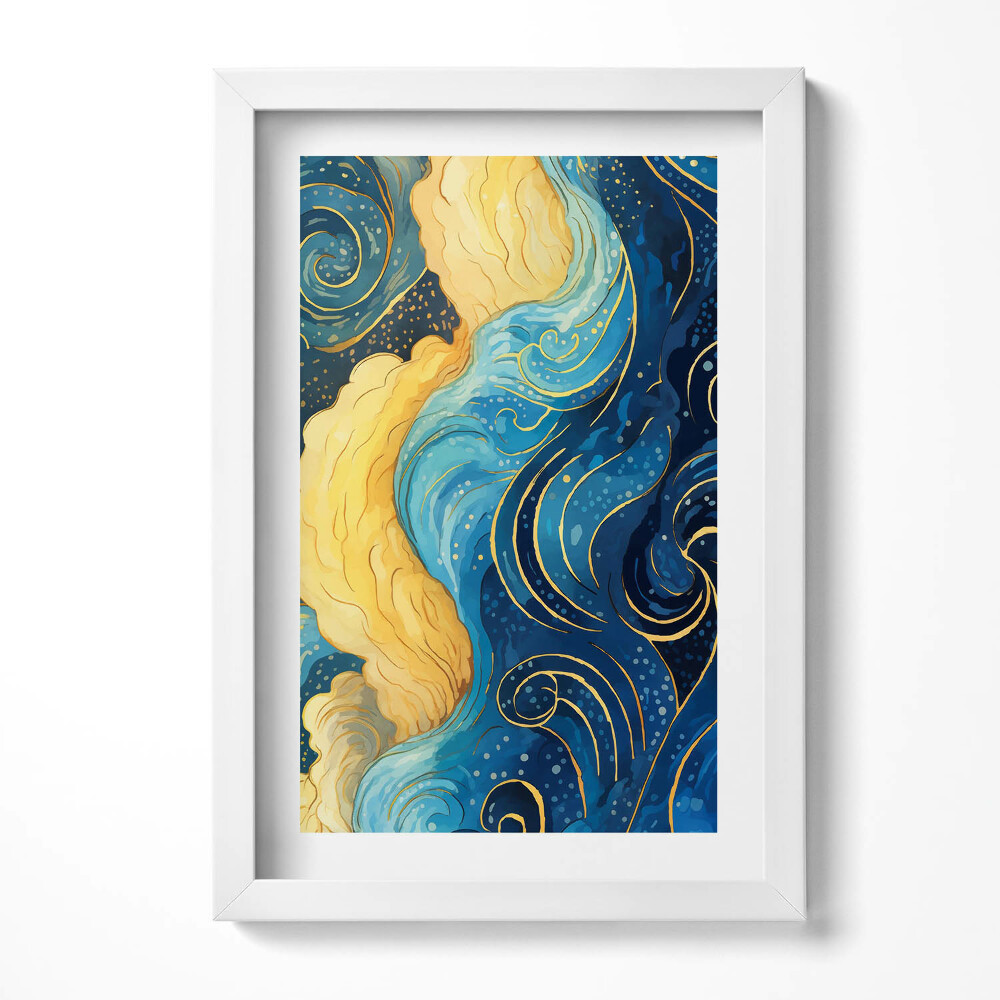 Obraz s rámem elegantní Mraky abstrakce se zlatem