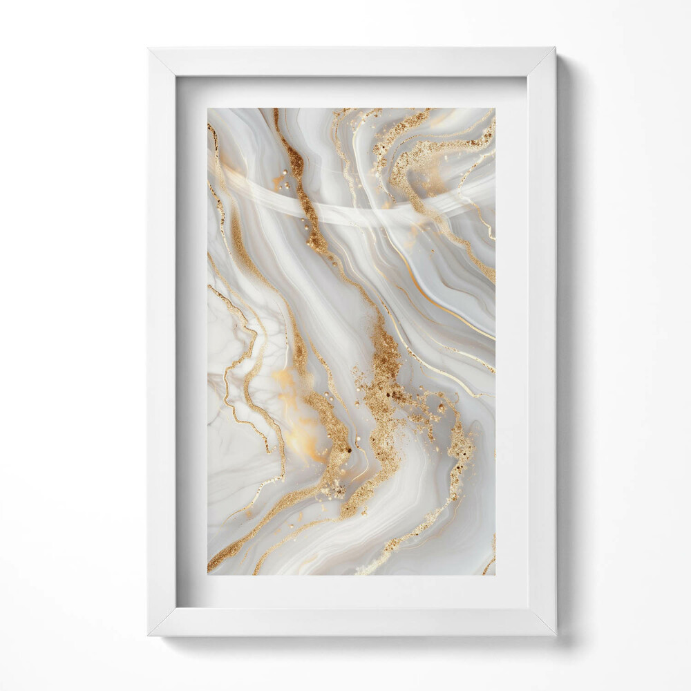 Obraz s rámem elegantní Textura mramoru se zlatem