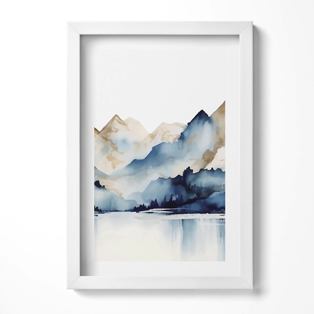Obraz s rámem elegantní Akvarel krajina hor a jezera