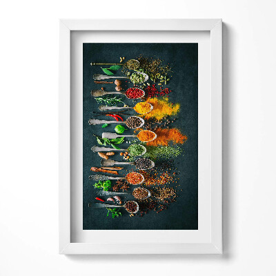 Obraz s rámem elegantní Lžíce s barevným kořením