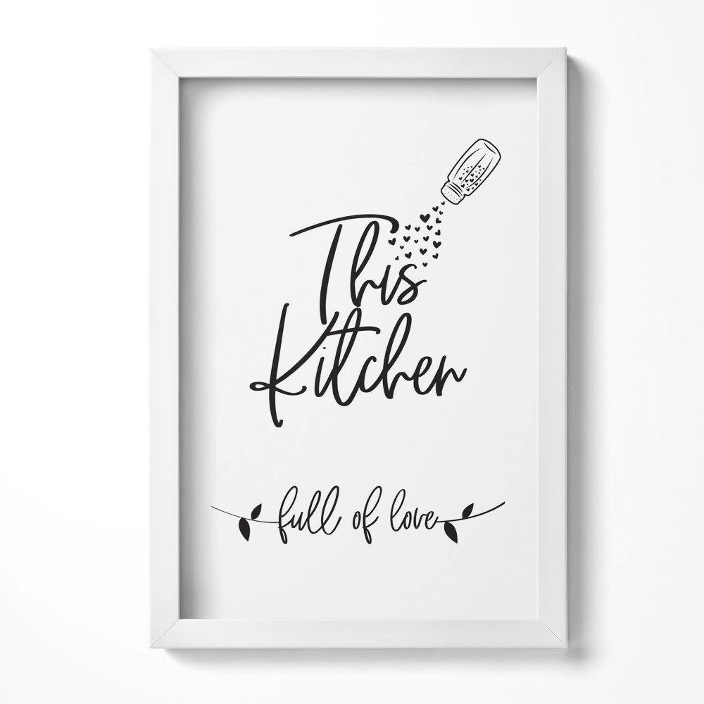 Obraz s rámem elegantní Nápis do kuchyně a jídelny "plný lásky"