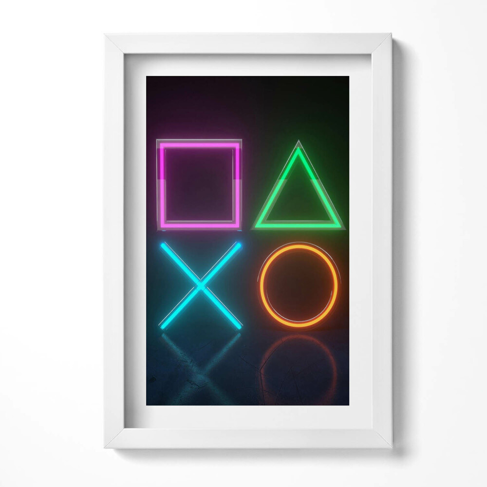 Obraz s rámem elegantní Symboly hráčů - znaky na konzole