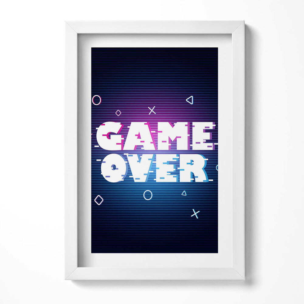 Obraz s rámem elegantní Stylizovaný nápis pro hráče "Game over"