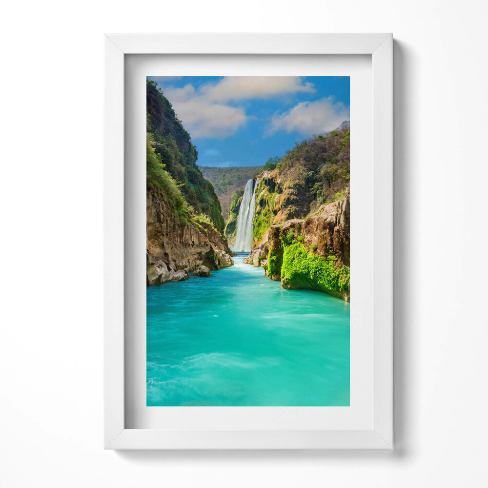 Obraz s rámem elegantní Tropický vodopád a řeka