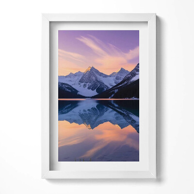 Obraz s rámem elegantní Krajina hor a jezera ve večerních hodinách