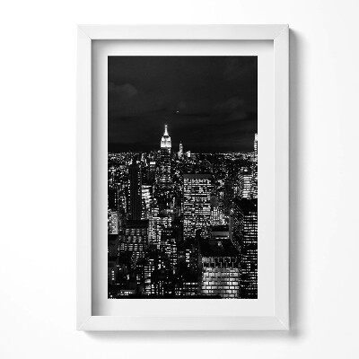 Obraz s rámem elegantní Černobílé panoráma města v noci