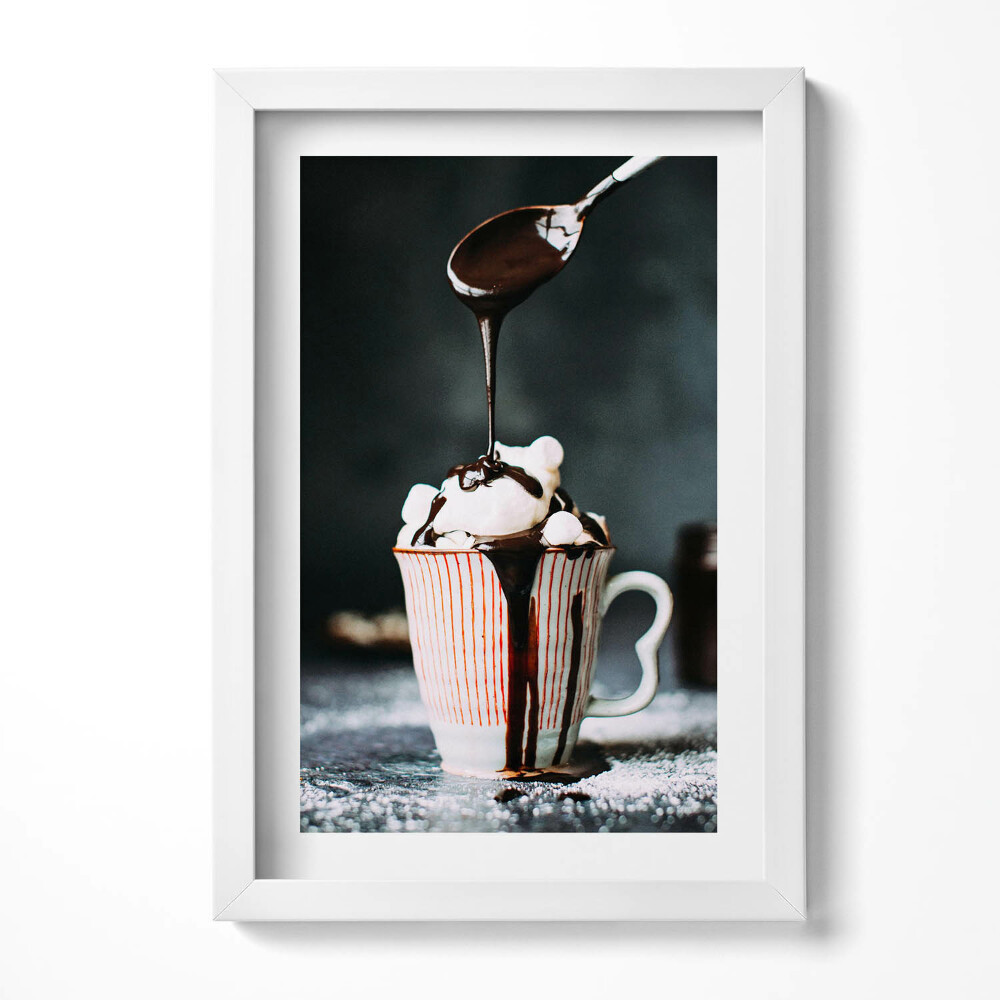 Obraz s rámem elegantní Horká čokoláda - motiv do kuchyně