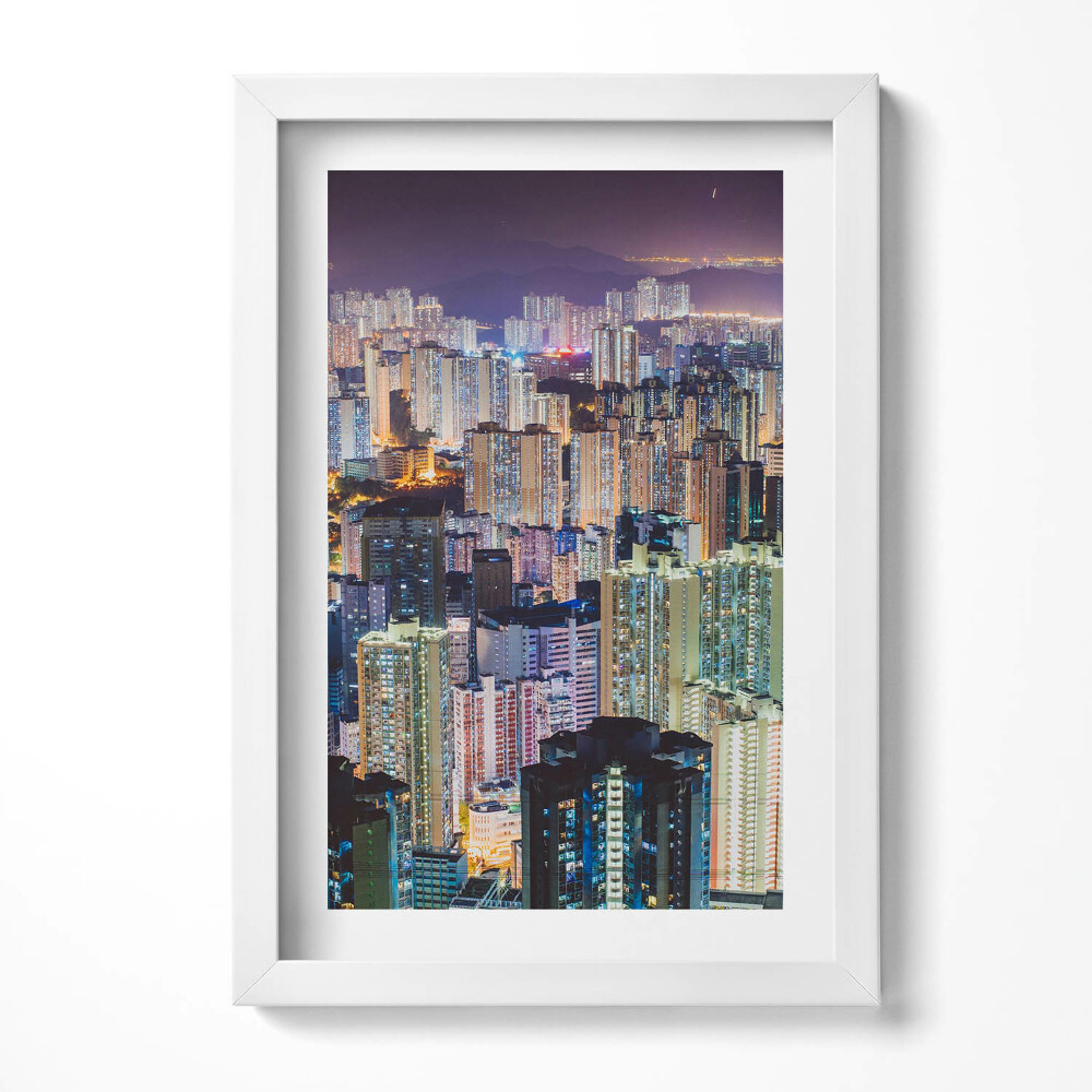 Obraz s rámem elegantní Osvětlené město v noci