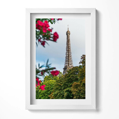 Obraz s rámem elegantní Eiffelova věž v květech - Paříž, Francie