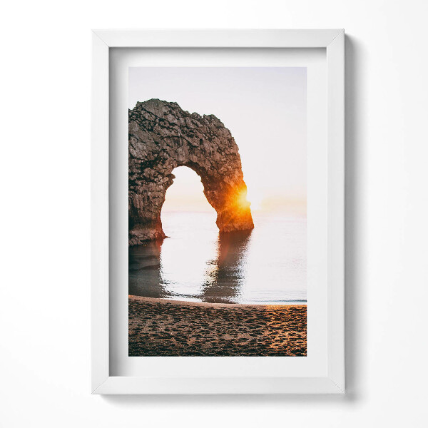 Obraz s rámem elegantní Přímořské skály, pláž a slunce