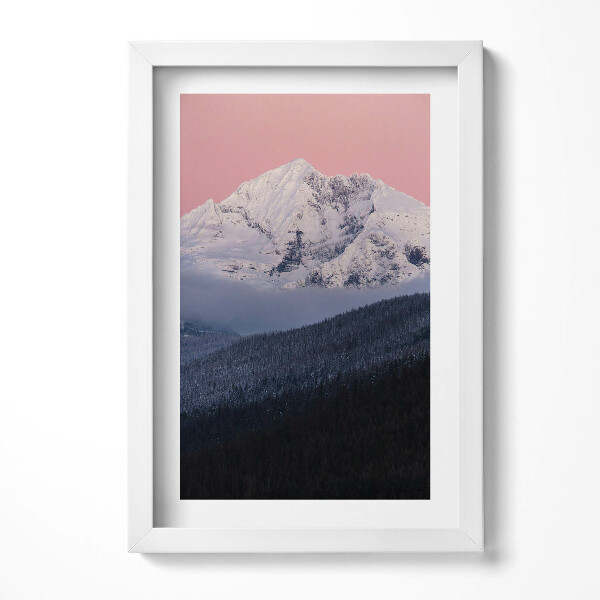 Obraz s rámem elegantní Les a zasněžený vrchol