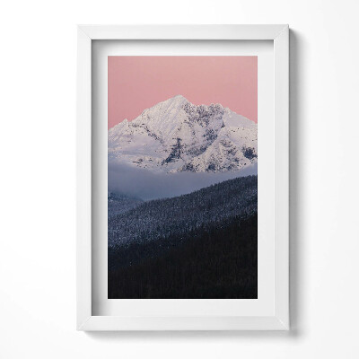 Obraz s rámem elegantní Les a zasněžený vrchol
