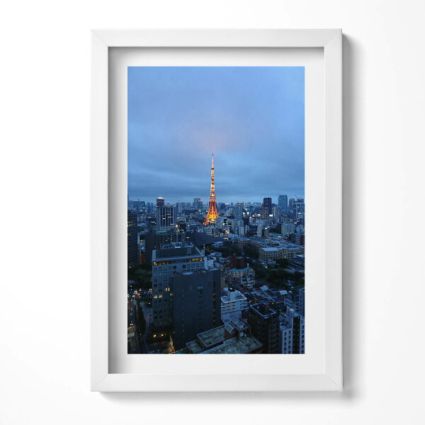 Obraz s rámem elegantní Panorama večerního města Tokia