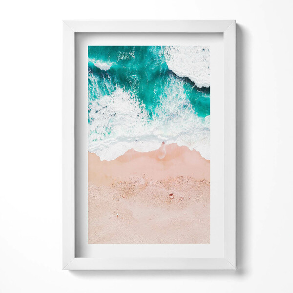 Obraz s rámem elegantní Mořské vlny na pláži z ptačí perspektivy