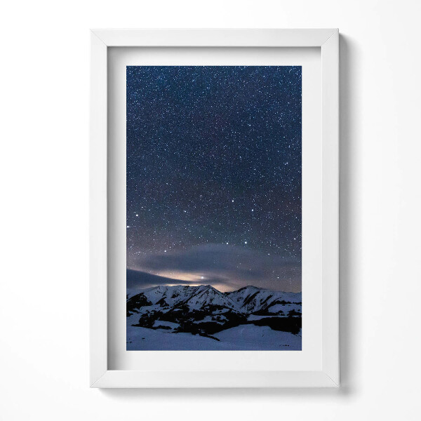 Obraz s rámem elegantní Hvězdy na obloze v noci v horách