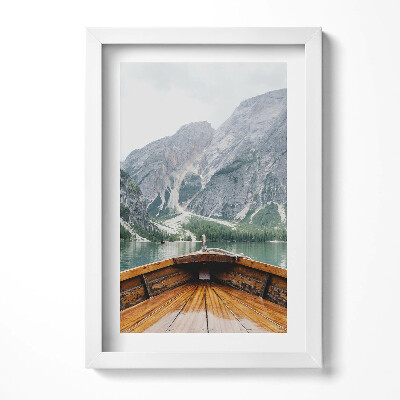 Obraz s rámem elegantní Pohled z lodi na horské jezero