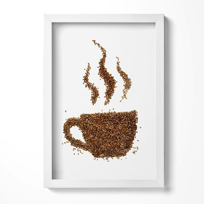 Obraz s rámem elegantní Šálek kávy s fazolemi