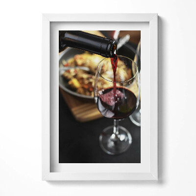 Obraz s rámem elegantní Nalévání červeného vína do sklenice