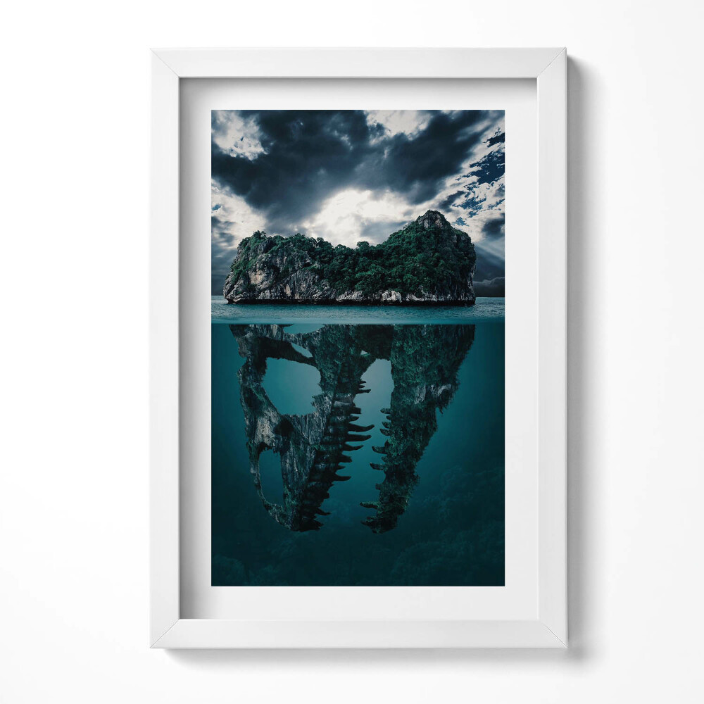 Obraz s rámem elegantní Abstraktní ilustrace ostrova lebek