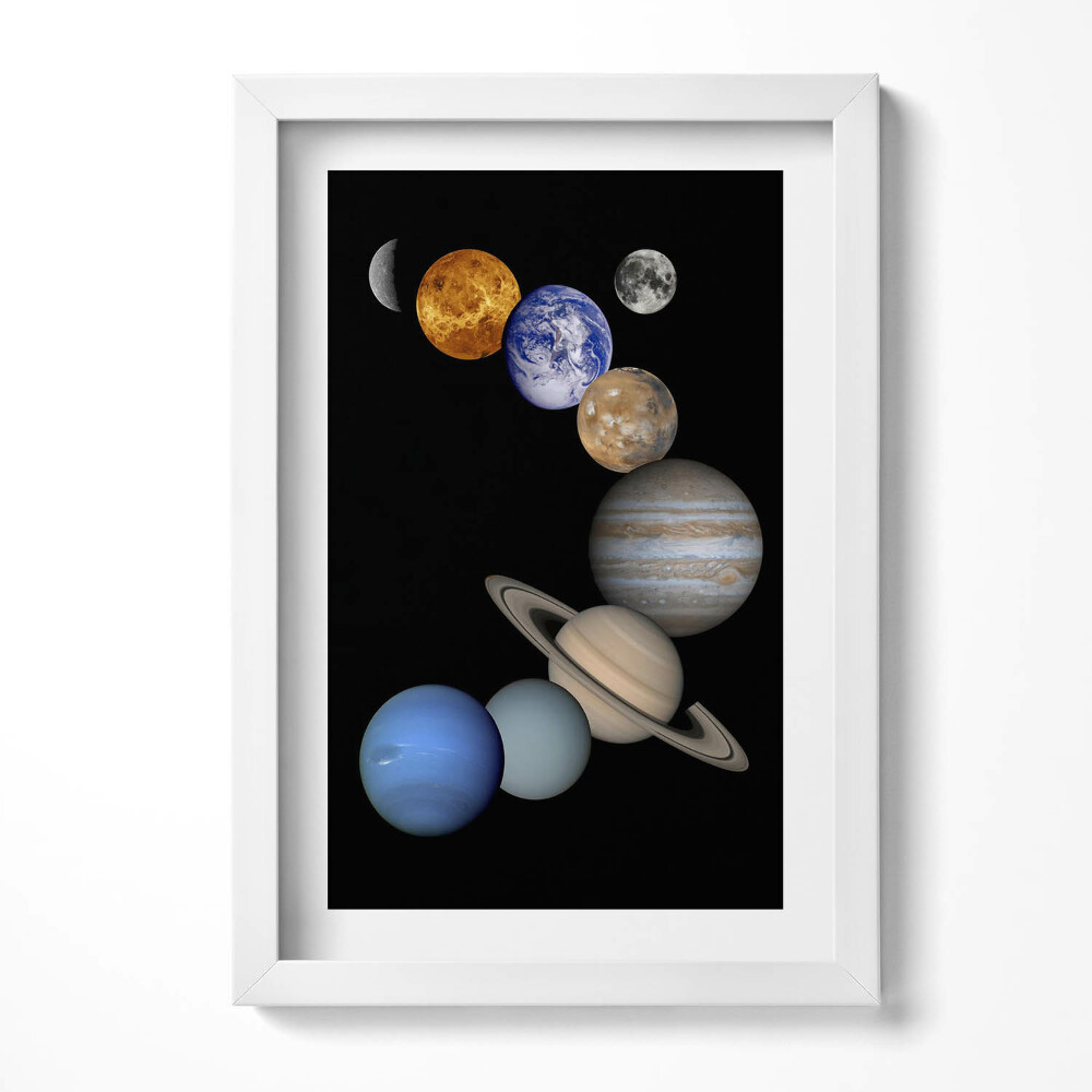 Obraz s rámem elegantní Ilustrace planet sluneční soustavy