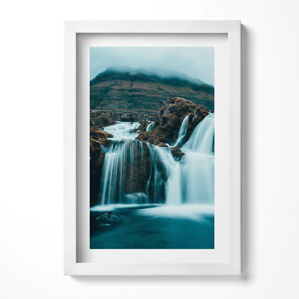 Obraz s rámem elegantní Fotografie horského vodopádu