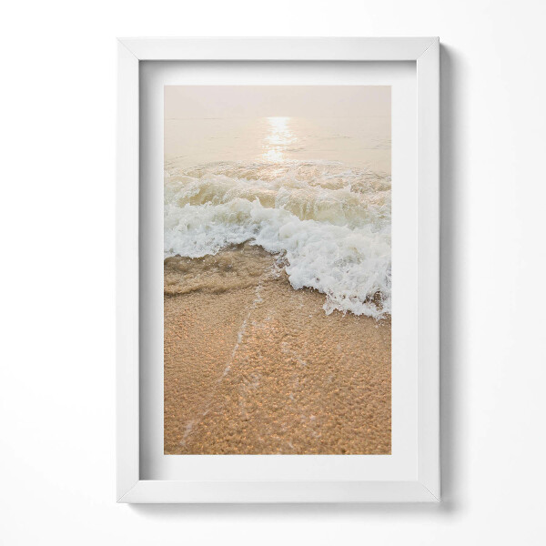 Obraz s rámem elegantní Vodní vlny na pláži v sépie