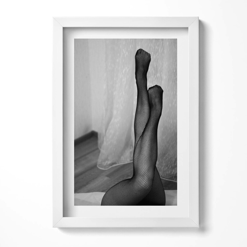 Obraz s rámem elegantní Ženské nohy v punčochách