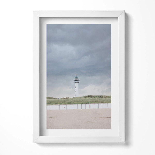 Obraz s rámem elegantní Osamělý maják na pláži