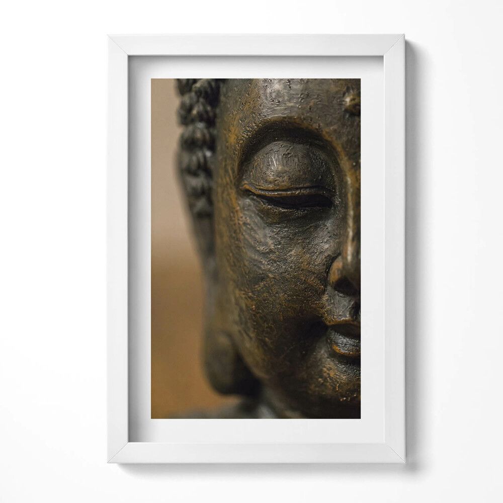 Obraz s rámem elegantní Tvář sošky zenového Buddhy
