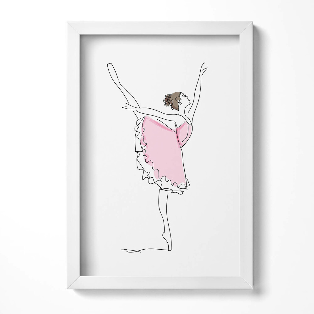 Obraz s rámem elegantní Line-art tančících baletek