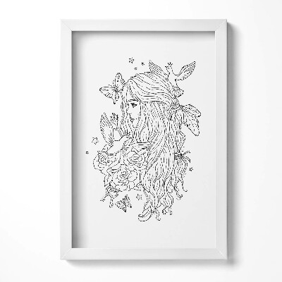 Obraz s rámem elegantní Perokresby ilustrace dívky