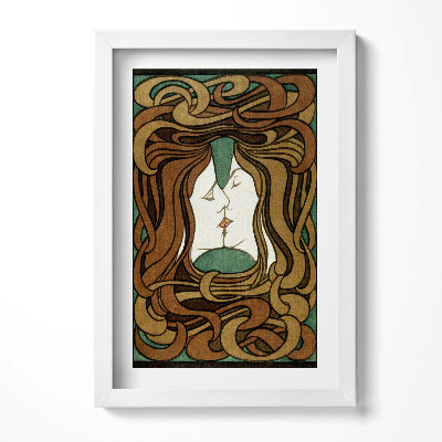 Obraz s rámem elegantní Ilustrace dvou líbajících se žen