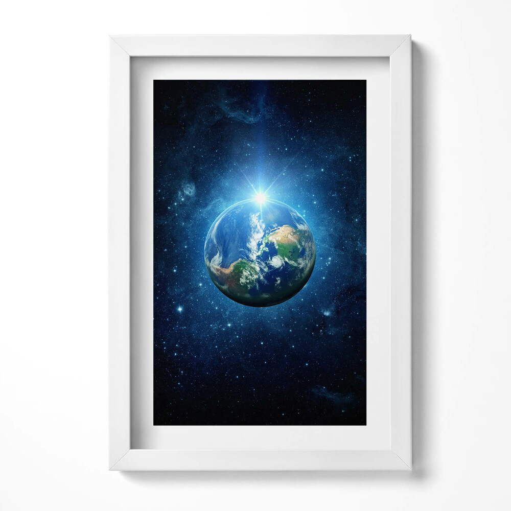 Obraz s rámem elegantní NASA - Země, galaxie a slunce