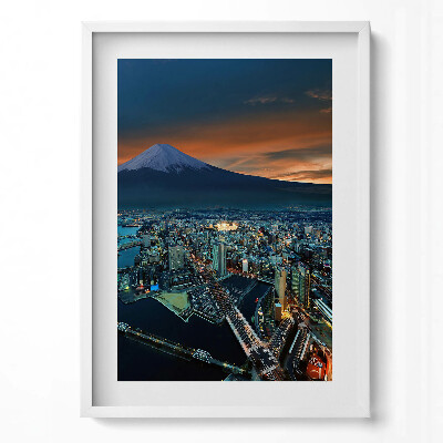Obraz v rámu dekorativní Pohled na Tokio a horu Fudži