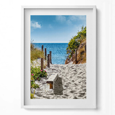 Obraz v rámu dekorativní Písečná cesta na pláž a moře